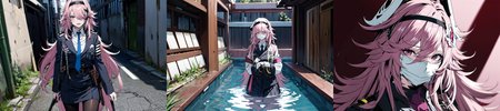 highly insanely detailed, masterpiece, top quality, best quality, highres, 4k, 8k, RAW photo, (very aesthetic, beautiful and aesthetic), 
__lazy-wildcards/cosplay-char/tenkuu_shinpan/yayoi_kusakabe/prompts__, 
<lora:Yayoi_Kusakabe:0.7>, 
(1girl:1.3), 1other, 
__lazy-wildcards/dataset/background__,âââ