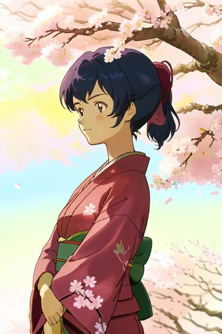 24 year old, japanese clothes, cherry_blossoms, 22 year old, 1gril, from side, highly detailed