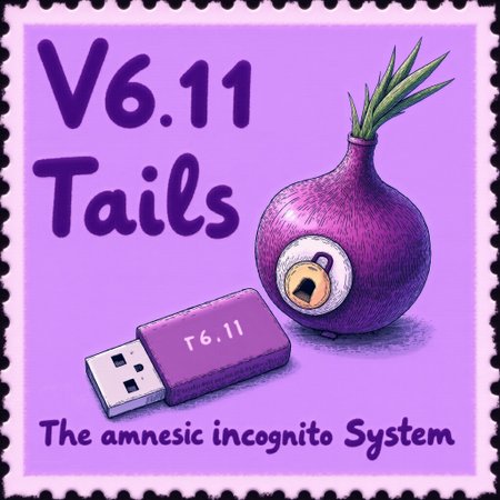 <lora:postage-stamps Flux:1>, a_ck_postage_stamp_craft, a postage stamp in lila featuring a USB STICK with an onion lock, titled "Tails" in large text at the top. A "V 6.11" text is located in the top left corner. The stamp is rectangular. The text "The amnesic incognito System" is printed at the bottom. <lora:Dever_Flux_Enhancer:0.5> <lora:TextimproverV0.4:1> aidmatextimprover  <lora:REMES_Abstract_Poster_Style:1>