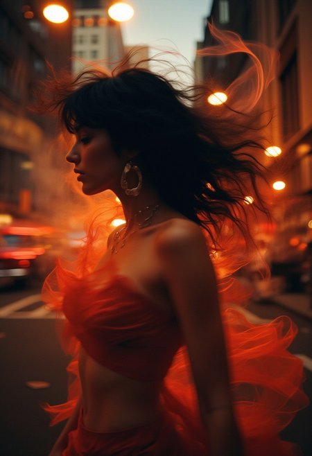 cinematic photo wallpaper of surreal realistic scene of End of Evangelion blended with Blade Runner 2049 in lucid dream with tension of sexually attractiveness in conceptual framework,<lora:editorial_fashion:1>,<lora:MidNi:1>,midni, . 35mm photograph, film, bokeh, professional, 4k, highly detailed