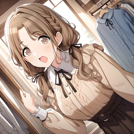 (masterpiece),(best quality),(ultra-detailed),(best illustration),(best shadow),(absurdres),(detailed background),(very aesthetic),
ichikawa_hinana, 1girl, brown hair, brown eyes, twintails, ribbon, open mouth, solo, long hair, dress, looking at viewer, indoors, clothes hanger, dutch angle, bangs, hair ribbon, upper body, braid, low twintails, neck ribbon, parted bangs, shirt, long sleeves, holding, casualoutfit
<lora:Ichikawa_Hinana:1>