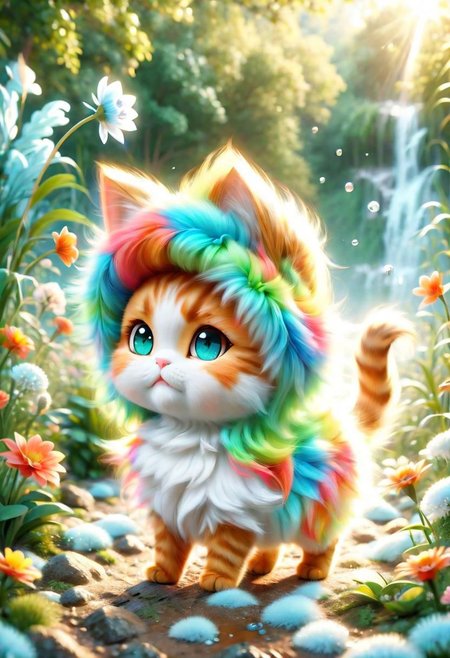 ral-fluff,<lora:ral-fluff:1>,
chibi,masterpiece,best quality,original,official art,cat, hat,flower,blurred background,rendering,beautiful detailed glow,(detailed ice),beautiful detailed sun,sunny, blurred flower, happy