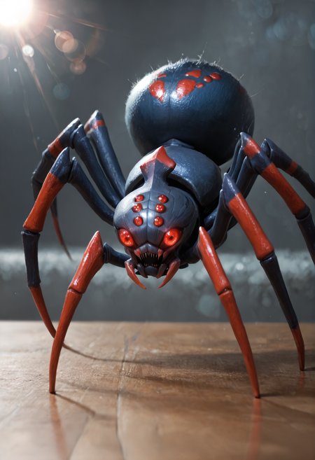 no humans, monster,
pokemon (creature), spider,
extra eyes, glowing eyes, red eyes,, <lora:broodmother_spider_v1:1> broodmother_spider_v1, score_9, score_8_up, score_7_up, score_6_up, derpibooru_p_95, solo
detailed eyes, beautiful, detailed background, perfect eyes,
blur censor, blurry, blurry background, blurry foreground, bokeh, motion blur,
chromatic aberration, depth of field, figure, focused,  focus
photography, realistic sun light and shadows, photorealism, UHD --ar 9:16 --style raw --stylize 700
from below , confused , Arms spread wide,, cozy farm set in walls blackened by soot daylight
