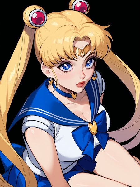 score_9, score_8_up, score_7_up, score_6_up, score_5_up, score_4_up,
BREAK
1girl, sailor moon, blonde hair, blue eyes, looking up,
BREAK
solo, sitting, from above, medium breasts,
BREAK
black background, <lora:Lunas-Ennuigrl-SDXL-A1:1>