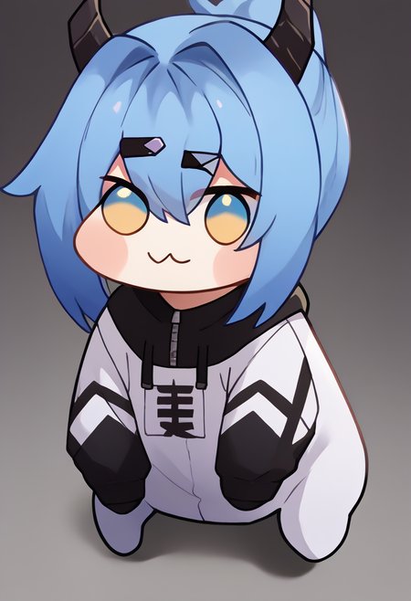 score_9, score_8_up, score_7_up, source_anime, 
<lora:Doro_X_PDXL_V1:1.1>, doro, creature, :3, chibi, no humans, four legs, solid circle eyes, no pupils, 
BREAK
<lora:saki:1>, ocsaki, yellow eyes, blue eyes, gradient eyes, horns,