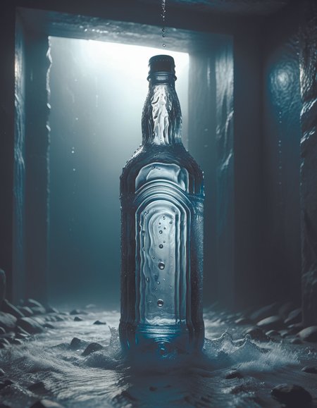 a bottle of water falling through the depths of despair,dynamic lighting,photorealistic dark sci - fi concept,stunning visuals,creative,cinematic,ultra detailed,<lora:add-detail-xl:1.6>,watce <lora:watce-sdxl:0.8>,by diegocr,DonMn1ghtm4reXL [L#1053 Ridley Scott style <lora:Director Ridley Scott style:0.6>
