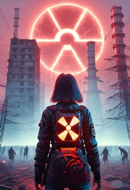 4D render, Chernobyl disaster, nuclear ,  Apocalypse,girl, detailed face, portrait, glowing x, minimalist outfit, anti social ,  zombies, ,cyberpunkartstyle,ruined ancient city,Professional styling, intricate details,8k post production, faithful, Religious denomination,