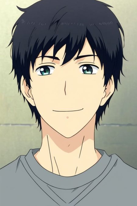 high resolution, solo, best quality, 1Boy, Arata Kaizaki, Black Hair, portrait, looking at viewer, focused gaze forward, upper body, head upright, happiness, OverallDetail