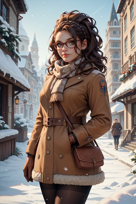 score_9, score_8_up, score_7_up, score_6_up
<lora:DMC5Nicoletta:0.8>
DMC5Nicoletta, 1girl, brown hair, long hair, brown eyes, glasses, looking at viewer, winter clothes, scarf, gloves, black pantyhose, snow, outdoors, city, standing, cowboy shot