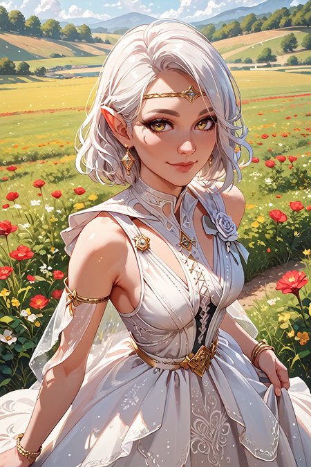 score_9, score_8_up, score_7_up, score_6_up
<lora:BGIsobel:1.0>
BGIsobel, 1girl, white hair, pointy ears, make up, looking at viewer, in a field of tulips, golden hour, elegant dress, smiling
