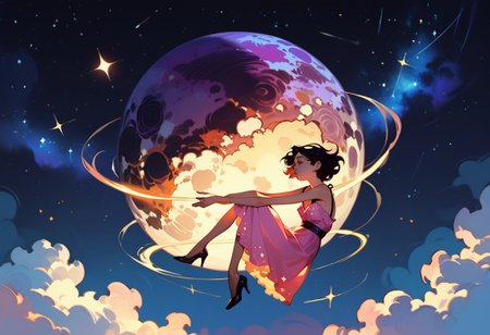 score_9, score_8_up, score_7_up, score_6_up, 1girl, ethereal, rated_safe, full body, floating, celestial beauty, fetal position, slinky night gown made of cosmic dust, swirling clouds of dark matter enfold her,  cosmic background,trippy pink stars, shooting stars