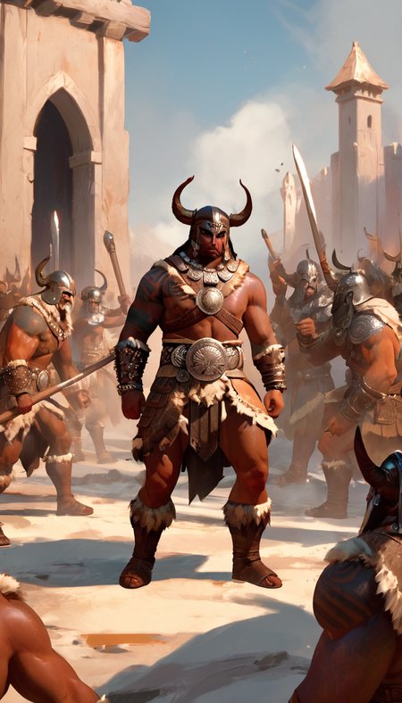concept art Cinematic scene, hero view, d4b barbarian <lora:diablo_4_barbarian_xl_v1:1>, action pose, detailed background, masterpiece, best quality, high quality, absurdres . digital artwork, illustrative, painterly, matte painting, highly detailed