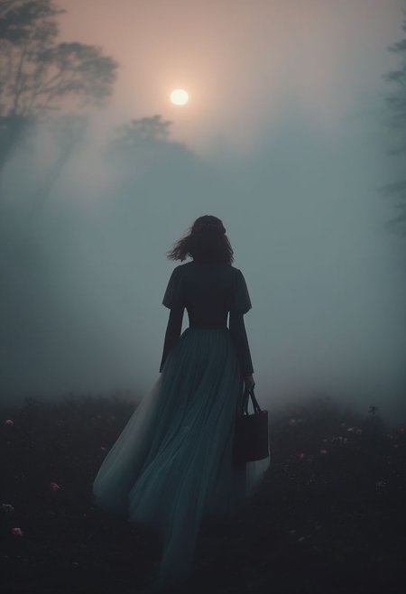 OverallDetail dystopian fashion photography, during twilight, dramatic, moddy, misty environment, low contrast muted color tones, shot on 500 mm anamorphic lens, with an extreme shallow depth of field, creating a dreamy lens flare, atmospheric fog, cinematic masterpiece, neo noir aesthetic, movie still, bloom, 4k uhd, intricate details