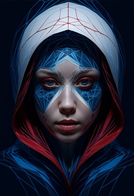 layered papercut, mysterious face, a native girl in artsy clothing, fading backlit background, (deep sea fading white to deep blue/red), alluring goddess, by Minjae Lee, Carne Griffiths, Emily Kell, Steve McCurry, Geoffroy Thoorens, Aaron Horkey, Jordan Grimmer, Greg Rutkowski, amazing depth, double exposure, surreal, geometric patterns, intricately detailed, bokeh,  perfect balanced, deep fine borders, artistic photorealism , smooth,  great masterwork by Suiras  <lora:add-detail-xl:2>  <lora:Double_Exposure:0.5>