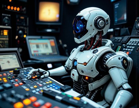 nostromo style robot, control panel, buttons, switches, vector display,
extremely detailed, sharp focus, sharp