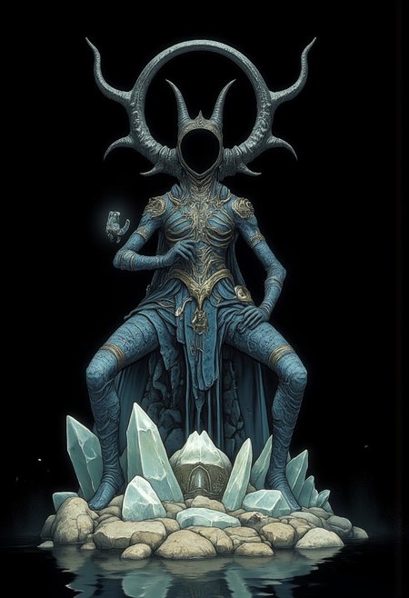 Standing in a hyper stanced extended action pose
A blind oracle mermaid resting on crystal-encrusted rocks by the shore. Her scales shift colors with each prophecy she speaks, and ancient runes float in the water around her. Her white eyes reflect visions of possible futures
Set against a solid dark black color background to emphasize its unsettling unnatural form that emphasizes its silhouette. The medium is not a traditional painting or illustrative medium like watercolor or ink but rather a digital 3D rendering.
MikeFranchinastyle, d4artstyle, d4concept, , bbstyle,, horror theme,, zbrush, ZBClay model of a gray sculpture, 1990's, 1990's style