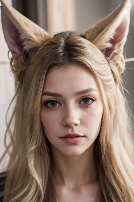 young swedish girl, laying on grass, crawling, on all four, albino, eyes close-up, looking up, portrait, white loose light translucent summer dress, selfie, big hair, long messy white wavy hair, huge very long silky fennec ears, animal ear fluff, fox tail, depth of field, big ice color eyes with long white eyelashes, white eyebrows, round rich big plump parted lips, very strong freckles, curious, cute, innocent, outside, sun from the side, rim light.
(RAW photo:1.2), (photorealistic:1.4),(masterpiece:1.3),(best quality:1.4),ultra high res,(detailed eyes),(detailed facial features),HDR,8k resolution, solo focus, skin tight, (shiny skin),(slender girl), dreamlike, (extreme detailed illustration),
extreme detail, perfecteyes eyes, very sharp, hyper realistic, colorful, saturated, bloom, lens flare, bright