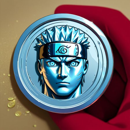 masterpiece, best quality, newest, absurdres, highres, anime, anime style, TheC0in-silver, silver, silver coin, coin, TheC0in, 
1boy, uzumaki_naruto /(naruto/),
made of silver, objectification,