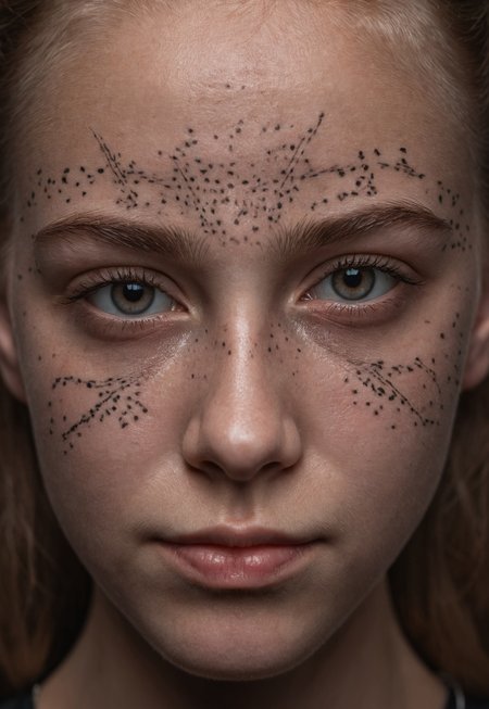 portrait of a 20 years old slavic Girl, symmetrical model face, detailed skin, dramatic lighting, studio photography, LEICA SL3, Tamron SP 90mm F/2.8 Di MACRO 1:1 VC USD LENS, ISO 100, F/2.8, sharp details