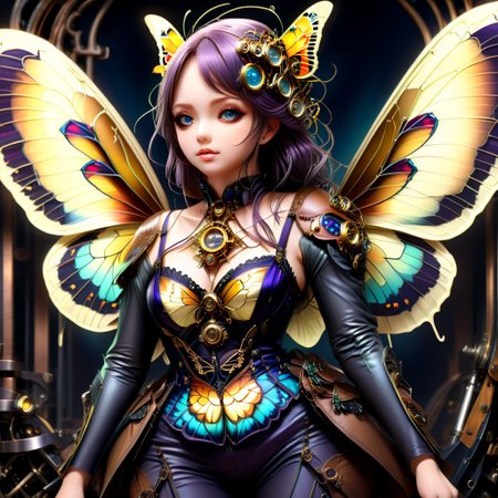 best quality, masterpiece, extremely detailed, an extremely delicate and beautiful, dynamic, realistic anatomy, perfect shading, professional shading, depth of field, St34mpunk Butt3rfly, dark environment, beautiful butterfly, steampunk butterfly girl, colourful wings, full body,  hourglass body shape,cute, adorable, short, plump, curvy, chubby, bbw, thick, wide hips, big ass, round ass, blushing, flushed expression, fur and leather,  side soft light, elegant, gorgeous, highly detailed,  well-endowed, full shot photo, uncropped,  perfect face, perfect anatomy,cute, beautiful, perfect beauty,amazing beauty, pure genious, absolutely perfect, gentle, highly detailed, breathtaking,St34mpunk Butt3rfly, girl, wings, butterfly, gothic, realisticvision-negative-embedding, great lighting,downblouse, cleavage,v151blebra5trap, bra strap, bra