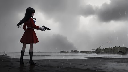 score_9, score_8_up, score_7_up, score_6_up, score_5_up, score_4_up, rating_safe
BREAK
sailor mars, circlet, black hair, black eyes, looking away, tired, half-closed eyes, bags under eyes, sigh, open mouth, looking down, blood on face, blood splatter,
BREAK
solo, long hair, magical girl, red serafuku, from side, holding gun, handgun,
BREAK
behind cover, wide shot, firing, war, dark, rain, cloudy sky, world war ii, scenery, ruins, explosions, <lora:Lunas-AsteroidIll-SDXL-A1:1>