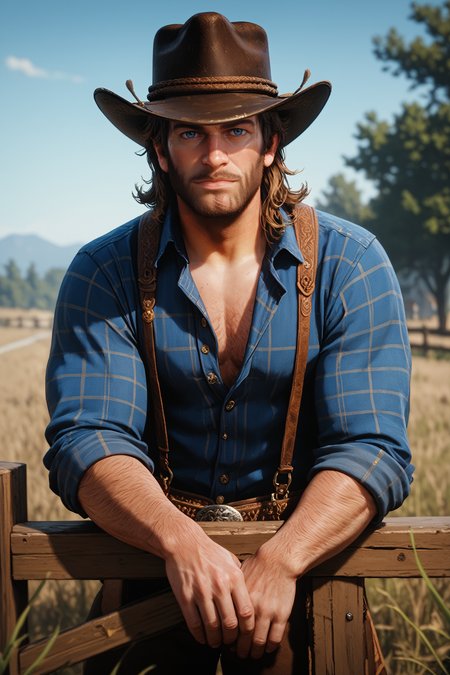 score_9, score_8_up, score_7_up,
<lora:RDR2Arthur:0.8>
RDR2Arthur, 1boy, brown hair, blue eyes, facial hair, cowboy hat, looking at viewer, full body