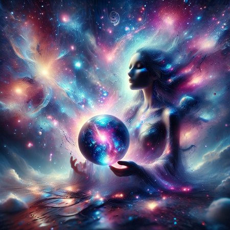 enchanting scene, a beautiful woman whose skin forms a swirling cosmic galaxy, her skin surface is a mesmerizing mix of deep purples and blues and pinks dotted with stars and nebulae, fit the vastness of space inside her eyes, holding a globe, cracks of light, The atmosphere is magical and dreamy <lora:MJ52:0.6> <lora:ais-glttrbmb-sdxl:0.6> ais-glttrbmb <lora:DonM5h4d0wM317XL:0.8> DonM5h4d0wM317XL <lora:Flash_Glowing_Runes_SDXL:1.4> Glowing Runes, Glowing Rune Circle <lora:Jed-Glassball:0.6> Jed-Gball, Jed-Glassball