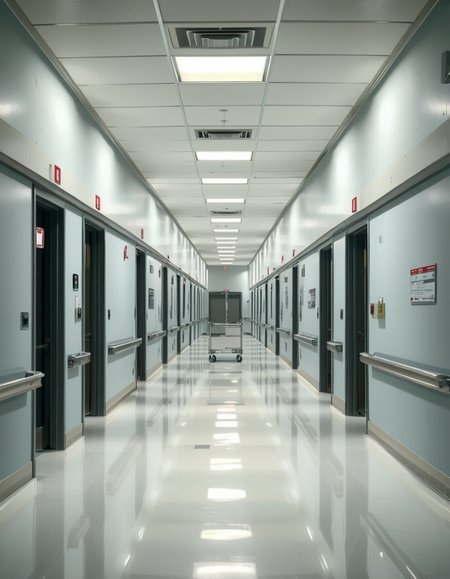 A long, sterile hospital corridor with bright white walls and a polished, reflective floor. The fluorescent ceiling lights cast a cold, clinical glow, emphasizing the cleanliness of the space. The hallway is lined with closed patient rooms, each marked with a small number plate. Stainless steel handrails run along the walls, and a few medical carts are neatly parked near the side. The corridor appears empty, creating a sense of stillness and anticipation. At the far end, a set of double doors with small glass windows leads to another section of the hospital. The atmosphere is quiet, professional, and highly sanitized, evoking a sense of order and precision.
<lora:SDXLFaeTastic2400:0.4> <lora:extremely_detailed:0.4> extremely detailed, <lora:sterile_hospital_c0rr1d0r:1>,sterile hospital c0rr1d0r, Masterpiece,best quality,hi res,8k,hi res,8k,award winning,(sharp focus, intricate, highly detailed),