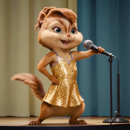 Score_9, score_8_up, score_7_up, source_furry, hentai, porn, brittany miller, chipmunk, chipmunk girl, furry female, furry, 3d, render, in  blue,In a beautiful gold dress, mini microphone in her ear and near her mouth, beautiful look, lively look, eyeliner, eye makeup, singing a song, dancing, full-length on stage , , supports the conversation, High detail, detail quality, detailed fur
<lora:Brittany_Miller__Alvin_and_the_Chipmunks__CG_Movie_version:0.8>