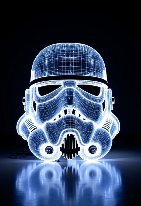 ArsWorldOfLight, stormtrooper helmet made of light