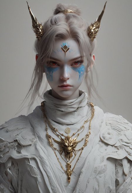 minimalism style, WLOP art style, graphics blender 3d, a character worrior ,Graphics Card Nvidia geforce rtx 4060 ti, cyber, Dragon Subduing 18 Palms, facial muscles,  eye light,  cinematic foootage,  fantasy, intricate details,8k post production,dark red gold tone blue white green