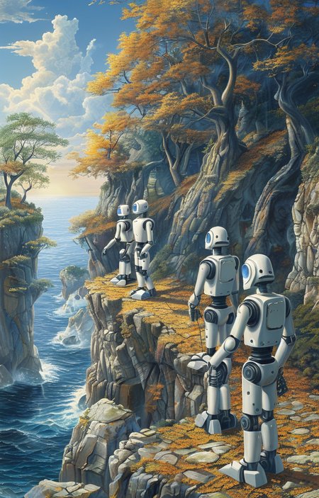 masterpiece,best quality,<lora:tbh277-sdxl:0.9>,illustration,style of Rob Gonsalves, portrait of Housework robots