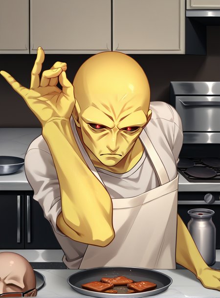 score_9, score_8_up, score_7_up, source_anime, <lora:zs_YHVHXL:1> yhvhsmt, head, bald, yellow skin, colored skin, red eyes, black sclera, no humans, kitchen, <lora:SaltBaeMeme_XLPD_CAME:1> SaltBaeMeme