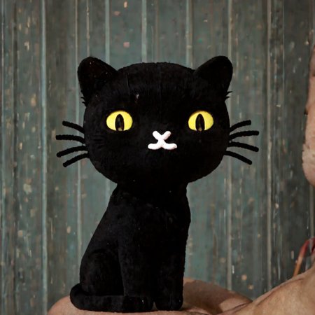 score_9, score_8_up, score_7_up, 8k, hd, photo, neutral expression, realistic, live-action, mio_pucca, yellow eyes, yellow sclera, black cat, cat, solo, 1boy, :< sitting, sad