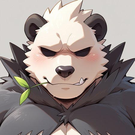 masterpiece, best quality, amazing quality, 1boy, solo, Pangoro, mouth hold, bara, close up, face focus, no pupil