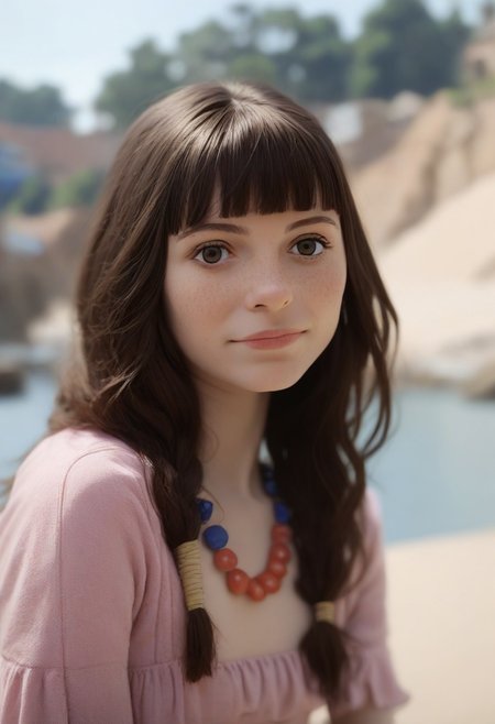 score_9, score_8_up, score_7_up, masterpiece 
BREAK 
1girl, (ctiansay0:1.2), pink dress, necklace, fringe 
BREAK 
looking at viewer, blurred background, Manic Pixie, Pretty Face, seductive, (cute smile:0.6), FOV medium shot