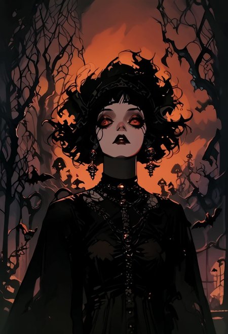 score_9, score_8_up, score_7_up, score_6_up,  fl4ttr1p,
goth, vampire,1girl, solo, vamp girl, goth core,
