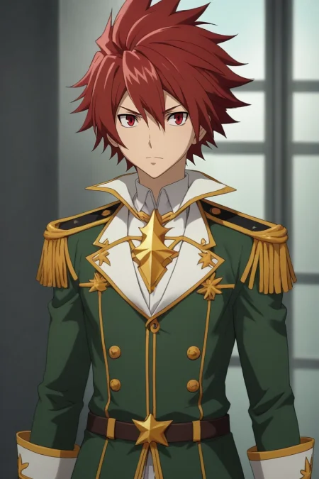 score_9, score_8_up, score_7_up, source_anime, rating_safe, , (3d:0.4), , depth of field, 1boy, solo, male focus, <lora:takuto_tsunashi_pony:0.86>, takuto_tsunashi, red hair, red eyes, spiked hair, bangs, , , ranger costume, <lora:sdxl_lightning_8step_lora:1>