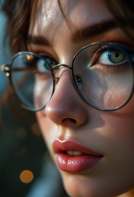 hyperrealistic digital painting by Jeremiah Ketner and Charlie Bowater and Stanley Artgerm and Thomas Saliot and J. Scott Campbell,  shallow depth of field, bokeh, incredibly detailed, real, lifelike face, realistic anime, glasses