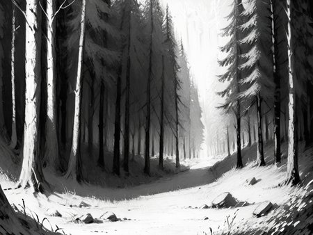 score_9, score_8_up, score_7_up, score_6_up, score_5_up,  <lora:NxhqtXLP:1> nxhqt, monochrome, forest, greyscale,