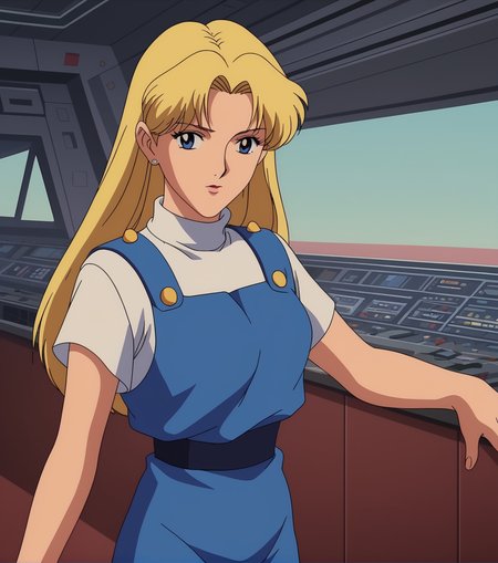 score_9, score_8_up, score_7_up, score_6_up, source_cartoon, anime screencap, 1990s \(style\), retro artstyle, <lora:Heavy_Metal_Style-000007:1> Heavy Metal, 1girl, blonde hair, working on a space station, indoors, retro_artstyle