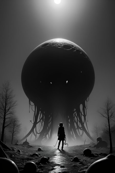 score_9, score_8_up, score_7_up, score_6_up, score_5_up, score_4_up, <lora:GRIM_v1:1>  greyscale, monochrome, limited palette, horror (theme), eldritch abomination, chaotic, silhouette,, <lora:K040790P:0.8> 040790P, woman, 24 years old, <lora:Breast Slider - Pony_alpha1.0_rank4_noxattn_last:0.3>