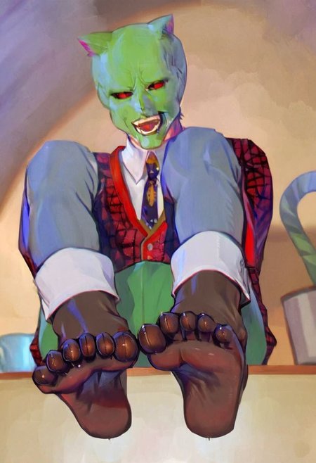 TheMask1024,cat boy,
Boy wearing socks on feet,
smooth top of head