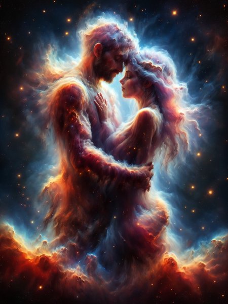 mad-nbla couple embracing,  <lora:Space_Nebula_Style_SDXL:1.0>, (masterpiece:1.2), best quality, (hyperdetailed, highest detailed:1.2), high resolution textures