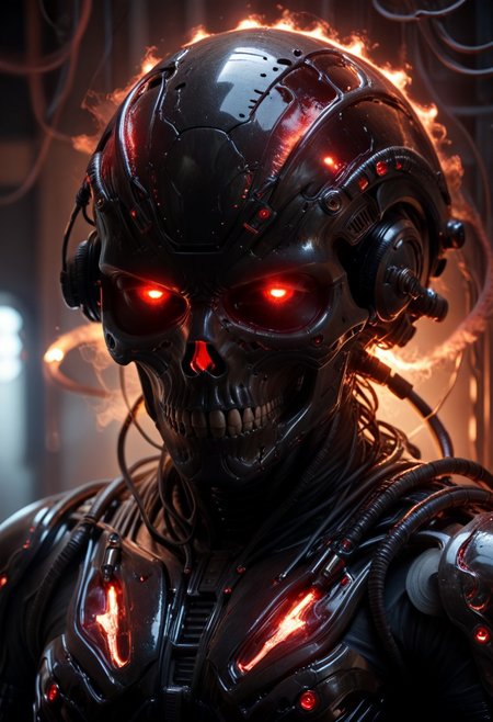 score_9, score_8_up, score_7_up, (1male), BExoS, science fiction, glowing eyes, cyborg, humanoid robot, wires coming out of helmet, black skull helmet, red glowing eyes, looking at viewer, standing, (head and thigh focus), (detailed BExos Background), (photorealistic), (masterpiece),