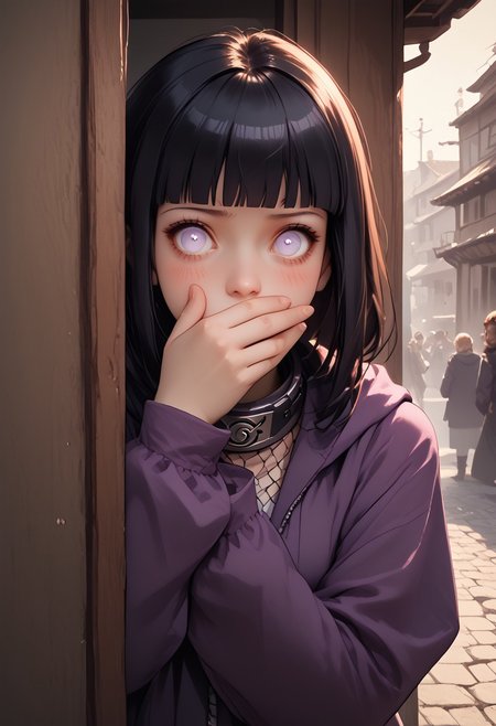 score_9, score_8_up, score_7_up, 
1girl, hyuuga hinata, purple eyes, white eyes, blunt bangs, black hair, hime cut,
hooded jacket, fishnets, headband around neck, pants, hood, forehead protector, konohagakure symbol, boots, black footwear,
(sexy pose:1.5), (random sexiness:1.5), insanely detailed, realistic, best saturation, best lighting, auburn hair, perfect anatomy, (((modern))),  large breasts, pubic hair , cowboy shot, hand over own mouth, covering own mouth, covering mouth, self-handgag, surprise, shocked, blush, embarrassed, peeking out,  upper body, hiding behind curtain,