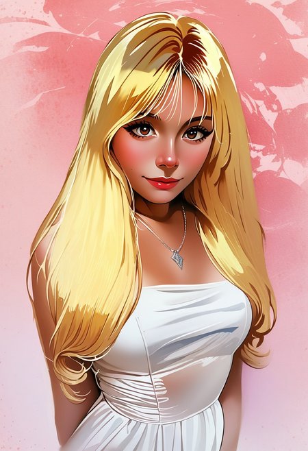 score_9, score_8_up, score_7_up, score_6_up, source_cartoon, 1girl, female, solo, soaking wet hair, smile, diaphonous white dress, bronze necklace, medium breasts, female focus, official style, close up, perfect anatomy, perfect face, standing,  abstract beauty, beautiful, centered, looking at the camera, approaching perfection, dynamic, moonlight, highly detailed, watercolor painting, artstation, concept art, smooth, sharp focus, illustration, portrait