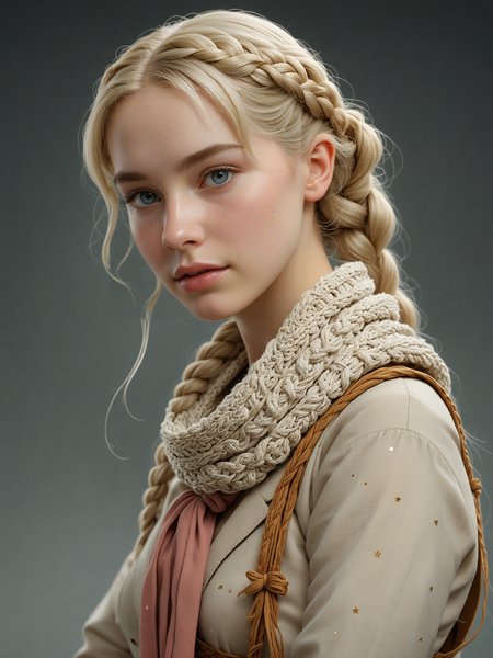 ( detailed realistic background:1),
( official art, beautiful and aesthetic:1 ),
realistic lighting,
cinematic lighting,
hyperrealism,
soothing tones,
muted colors,
high contrast,
soft light,
sharp,
artistic photoshoot,
( cute, petite:1.2 ),
slender,
european,
pale cheeks,
square face shape with angular jaw,
natural "no-makeup" makeup,
round rounded ass ,
senior,
platinum blonde hair ,
crown braid  ,
on back 
Art Museum  ,
polar vortex with icy moonlight  ,
starry sky  ,
One-piece 
lower body clothing, ar nano-cloth, ,  relaxed fit, natural waist,  ombre wash,,back darts,,scarf,,bow accents,,coin pockets,,allover print   
quarter sock 
sneaker  ,
pupils sparkling ,
looking at viewer,