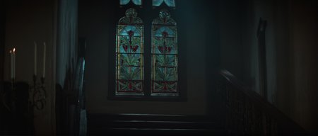 cinematic film still of  <lora:Fright Night 1985 style v2:1>
In the 1980's a stained glass window in a building,indoors,no humans,window,plant,scenery,stairs,candle,dark,stained glass,church,chandelier , horror themed, dark themed, low key light, dramatic light, dramatic shadow light, contrast, cinematic color, cinematic look, filmic, realistic, realism, perfection, perfect, Kodak, Kodak film, movie still, Fright Night 1985 style, Fright Night Film style, shallow depth of field, vignette, highly detailed, high budget, bokeh, cinemascope, moody, epic, gorgeous, film grain, grainy