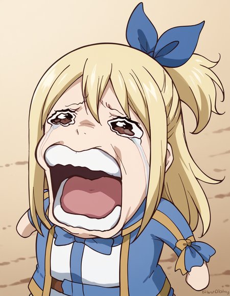 score_9, score_8_up, score_7_up, source_anime, lucyheartfilia, <lora:lucy-heartfilia-s7-ponyxl-lora-nochekaiser:1>, lucy heartfilia, blonde hair, brown eyes, long hair, one side up, ribbon, hair ribbon, blue ribbon, large breasts,, <lora:chopper-crying-ponyxl-lora-nochekaiser:1> chopper crying, chopper crying (meme), meme, wavy eyes, crying, tears, teeth, open mouth, tongue,, ,
